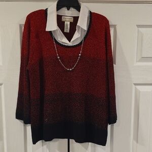 Alfred Dunner Red and Black Women's Sweater